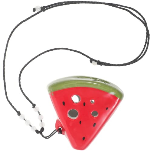 Abaodam Wassermelone Mini Okarina Flöte Anfänger Blasinstrument | 6 Loch Ocarina Keramik mit Umhängeband für Kinder, Musikgarten Musikinstrument,Ersatz Für Alte Oder Beschädigte Ocarina