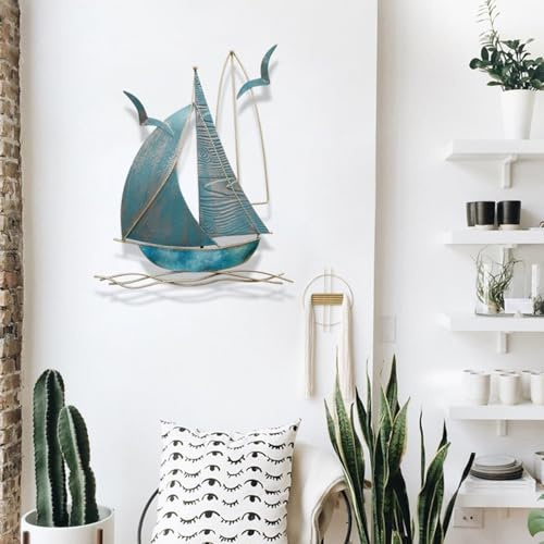Metall Wanddeko Schiff Segelboot Wandbild Metallbilder Hänger Wohnzimmer Wanddekoration Maritime Deko Modern Eiserne Kunst Deko Wandbehang Für Wohnzimmer, Zuhause