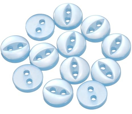 sourcing map 12pcs 14L Light Blue Round Sewing Buttons 9mm 11/32 Resin 2-Hole Fish Eye Craft Replacement Button for Craft Decoration Pants Dress Skirt Clothing Fastener Buttons