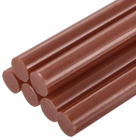 QUARKZMAN 6 Stück Heißklebestifte 11mm x 200mm Mini Heißklebesticks Heißklebepistole Heißkleber Klebestifte Heißklebestäbchen für Reparieren Kunst Dekorieren DIY Handwerk Dunkelbraun
