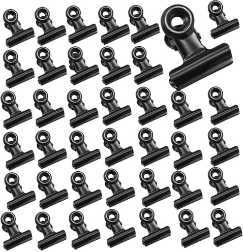 40 Stück Schwarze kleine Bulldogge Clips, 22mm Multi-function Binder Clip, Klammern Metall Schwarz Scharnier Clips Bulldogge Büroklammern, für Akten, Tags Taschen, Geschäfte, Büro (Schwarz, 22mm)