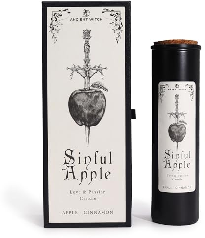 Candele purificanti di streghe antiche mela peccaminosa con mela e cannella – Candele nere per rituali di amore e passione – Candele speciali per attirare fortuna, seduzione ed energia positiva