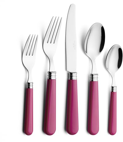 Annova Cutlery Set Stainless Steel with Color Handle (20 Pieces) (Pink, 20 Pieces)
