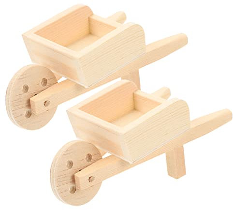 HOMOBABE 2pièces Mini Chariot Bois pour Maison De Poupée De Modèles Miniatures De Chariots Décoratifs pour Vitrines Et Décoration De Paysage