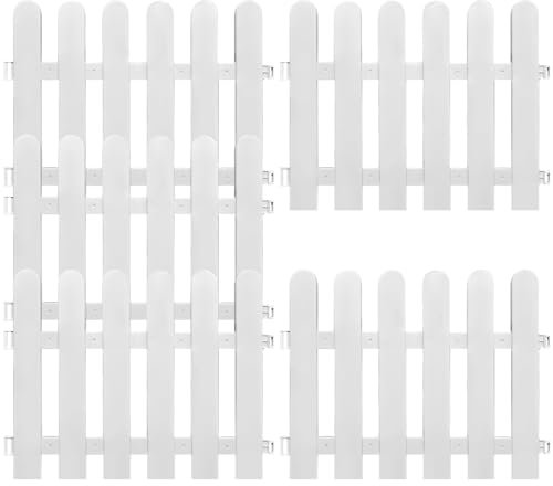 5Pcs White Picket Fence Elegant White Plastic Picket Fence Inserts Hedge Decorative Protective Lawn Border 50 * 40cm