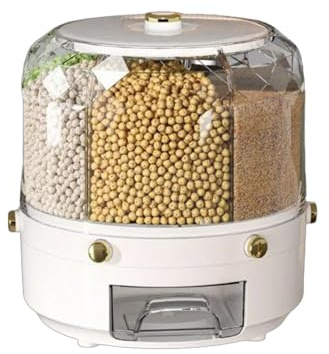 Qsvbeeqj Distributeur de riz scellé rotatif à 360 degrés, boîte à riz robuste avec fenêtre d'inventaire visuel, boîte de rangement pour céréales rotatives
