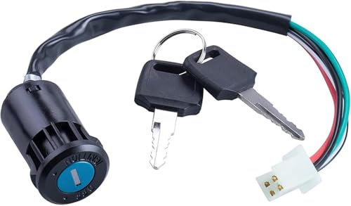 4 Fili Interruttore A Chiave Di Contatto e 2 Chiavi, DC 12V 1.5A Max Accensione Interruttore Tasto Sostituzione Compatibile con Cinese Fatto 50cc-250cc Taotao Sunl Moto ATV Dirt Pocket Bike Scooter