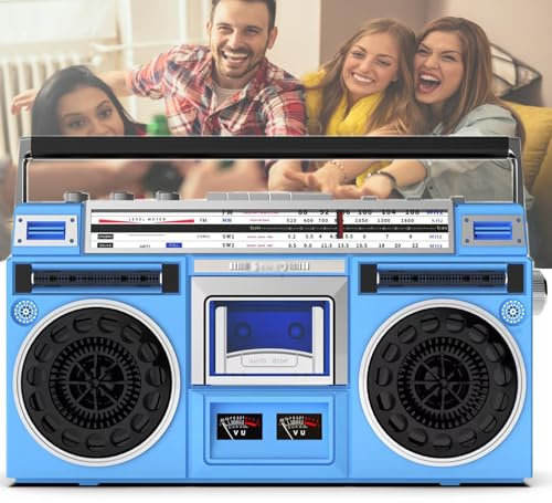 hocvseo Retro Cassette Boombox, Klassischer Retro-CD-Player Im 80er-Jahre-Stil, Mit AM/FM-Radio, Eingebauten Stereo-Lautsprechern, Unterstützt SD/USB-Eingang, Für Musikliebhaber Sammler