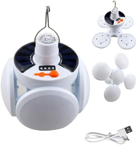 Intensiveput 2 in 1 Folding Solar Lamp, LED Camping Laterne Solar, 5 Leuchtmodi, USB Wiederaufladbare, IP65 Wasserdicht Faltbar Camping Laterne Zeltlampe, für Outdoor Wandern Camping
