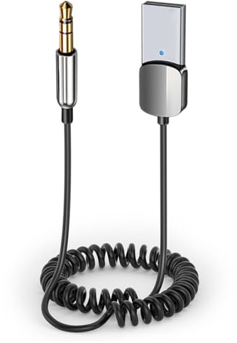 Tomedeks Tomdesk Adaptador Bluetooth Aux Receiver Car,Bluetooth 5.3 USB a 3.5 mm TRS Añade Bluetooth al Micrófono del Coche para Navegación por Voz