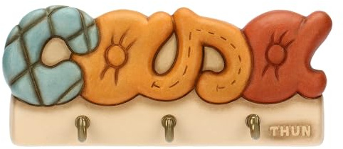THUN - Appendichiavi 3 ganci - ceramica - Collezione Plumè - 16,8 x 7,3 x 2,2 cm
