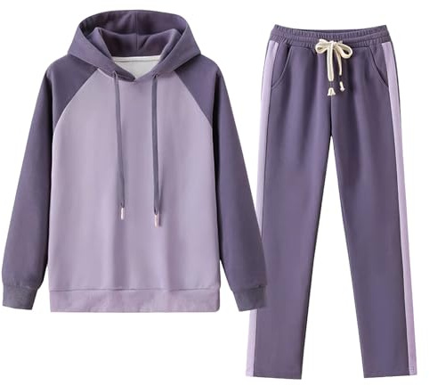 amropi Femme Survêtement Ensemble Haut Sweat à Capuche et Pantalon Jogging Tenue de Sport Violet, M