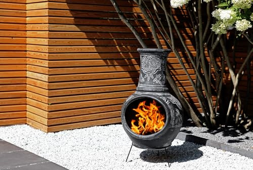 Großer Terrassenofen - original Aztekenofen aus Mexico - Zweiteiliger Terracotta Holzofen - tolle Feuerstelle für Terrasse und Garten