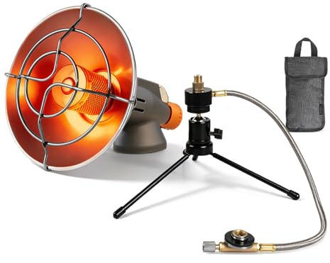 Gasheizstrahler, tragbarer Gasheizer mit 3-stufiger Temperaturregelung (15000-12500-10000 BTU) und 360° schwenkbarem Standfuß für Camping, Terrasse, Zelt, Gewächshaus gasheizung Camping Gas Heater