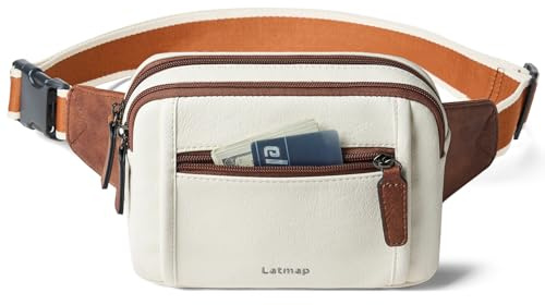 LATMAP 3L Damen Bauchtasche Sling Bag Damen PU Leder Cross Body Bag Klein Adjustable Strap Diebstahlsicher Brusttasche Leicht Crossbag Travel Essentials