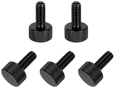 QUARKZMAN 5 Stk Aluminium Rändelschrauben M6x14mm Handschraube Schwarz | Flache Rändelschraube mit Vollgewinde, Eloxierte Handschrauben für PC-Gehäuse, Grafikkarte, Mechanische, Elektronische Geräte
