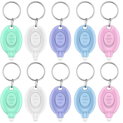 Pawfly Linterna LED para llavero, paquete de 10 unidades, mini linterna de 12 lúmenes, pequeña linterna para llavero para el trabajo, acampadas y senderismo, 5 carcasas de colores