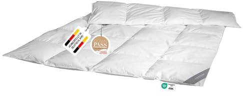 Spessarttraum Daunendecke 155x220 cm Ganzjahr Warm 100% Daunen 910g Füllgewicht Allergiker Geeignet Nomite Oeko-TEX Made in Germany Weiß