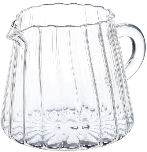 Amosfun Brocca in Vetro per Schiumare Latte 200 Ml Finitura Lucida per Montare Panna e Servire Bevande Calde in Bar e Ristoranti Compatta e Versatile