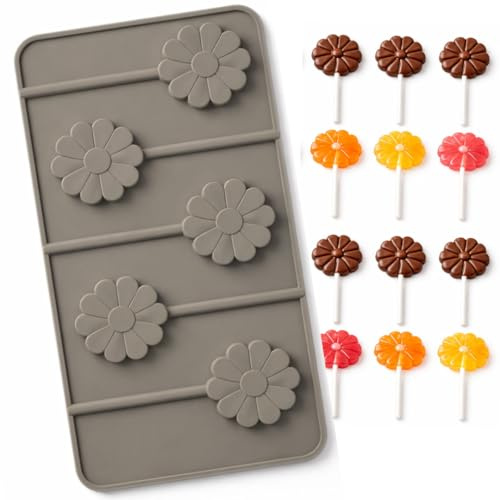 Stampo in Silicone per Cioccolatini 3D - Stampo da Forno e Frigo - Versatile per Dolci, Ghiaccio, Candele, Caramelle, Gelatina, Lecca Lecca- Formine Antiaderenti (FIORELLINI CON GAMBO)