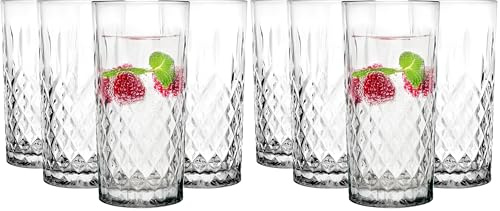 Glasmark Krosno Vasos de Agua Vasos Juego de Vasos Long Drink Cóctel Gin Agua Vasos Long Drink Vasos de Cóctel Vaso de Agua Vaso Apto para Lavavajillas Transparente con Efecto Cristal 4 x 300 ml