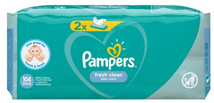 Pampers Fresh Clean 81688037 Baby Wet Wipes 104 pc(s) - Baby Wipes (Wet Baby Wipe, Plastic Bag, Girl/Boy, White, Germany, 603.37 g)