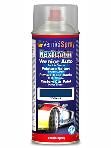 Vernice Ritocco compatibile con FIAT 500/CINQUECENTO 451A BLU CAPRI per verniciatura carrozzeria in Bomboletta Spray 400 ml Vernice Spray Graffi Auto -