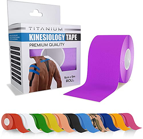 Titanium Sports Kinesiology Tape - 5m Roll of Elastic Water Resistant Tape for Support & Muscle Recovery - Quality Sports Tape (Purple)