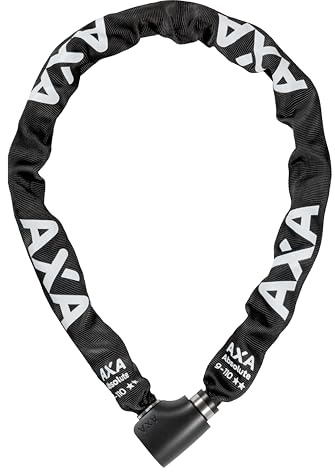 AXA Absolute 9-110 Antivol de vélo, Chaîne antivol, Cadenas pour vélo et scooter, Sécurité 14 sur 15, 110 cm x 9 mm, Housse en polyester noir