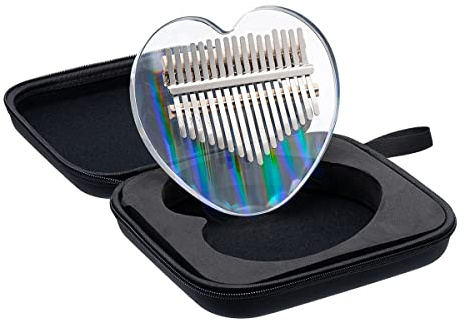 Rainbow Clear Kalimba Thumb Piano Heart Shaped 17 Key Solid Finger Piano Transparent Body Cute Crystal Acrylic Kalimba With Hard Case Gifts with Tuning Hammer