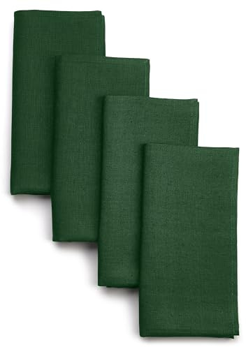 D'Moksha Homes Servietten aus Leinen, 45,7 x 45,7 cm, 100 % reines Leinen, waschbar, für St. Patricks, Ostern, Waldgrün, 45,7 x 45,7 cm