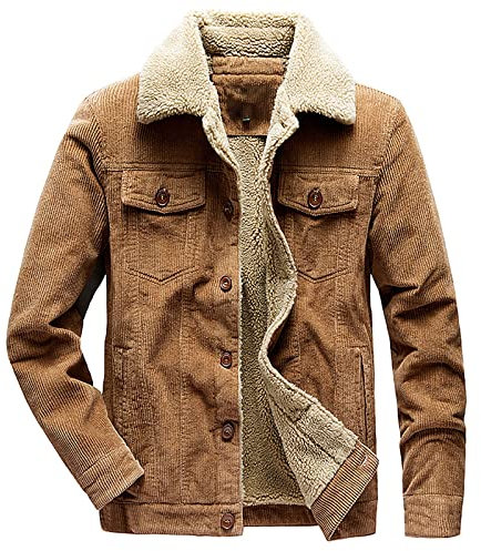 Graceyo Cord Plüschjacke Herrenjacke Herren Parka Jacke Wintermantel Revers Fleecejacke Plüschmantel Cardigan Mäntel Winterjacke Lange Warme Dicker Mantel Schaffell Kaschmir Winter Jacken