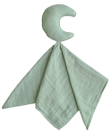 Mushie Schnuffeltuch Mond-Design | Schmusetücher, Ideal zum Schlafen und Spielen | Sicherheitsdecke für Jungen und Mädchen (Roman Green)