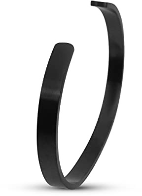 Sprezzi Fashion Herren-Armreif Edelstahl Modisch Fashion Armband aus massivem 316L Stahl robust größenverstellbare Armspange | minimalistischer Männer-Schmuck aus Deutschland (Schwarz, Edelstahl matt)