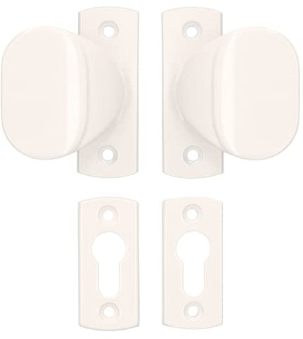 KOTARBAU® Set di pomelli 125 mm con rosette e cilindri profilati per cancelli e porte bianco