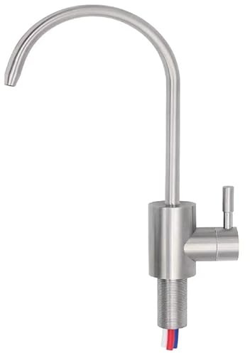 AORA® Ein-Weg-Wasserhahn Edelstahl massiv SOFIA kompatibel mit AMWAY eSPRING Wasserfilter und andere Filtersysteme | Einweg Armatur Drucklos | Auslaufhahn für Osmoseanlage | (SOFIA Edelstahl Massiv)