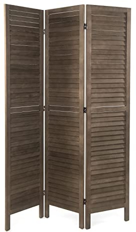 DESIGN DELIGHTS RAUMTEILER Cottage | 3-teilig, Holz, 170x120 cm (HxB) | Natur Raumtrenner, Faltwand, Sichtschutz, Raum Trennwand, Paravent, Stellwand | Farbe: Coffee