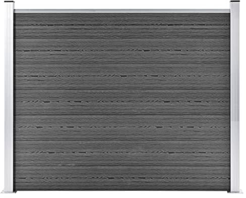 KOIECETA Zaunelement Set mit Pfosten Sichtschutz Windschutz Zaun Gartenzaun Lamellenzaun Sichtschutzzaun Windschutzzaun WPC (180x146cm, Schwarz)
