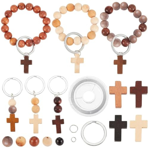 SUNNYCLUE 60 Stück Holz Kreuz Anhänger Natürliches Holz Kleines Kreuz Charms Anhänger Für Party Favors Halskette Schmuckherstellung DIY Craft Handmade Accessoires Schokolade
