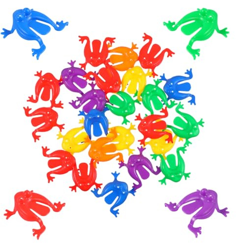 NUOBESTY 24 Stück Springfrösche aus Kunststoff, buntes Fingerspielzeug | Bunte Fingerdruck-Figuren aus Kunststoff für Geschicklichkeitsspiele, Kinderpartys und gemeinsame Familienrunden