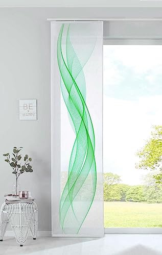 Gardinenbox Schiebegardine Flächenvorhang »Izmir« HxB 245x60 cm Welle Grün Voile Halbtransparent Paneelwagen Beschwerungsstange, 2022400