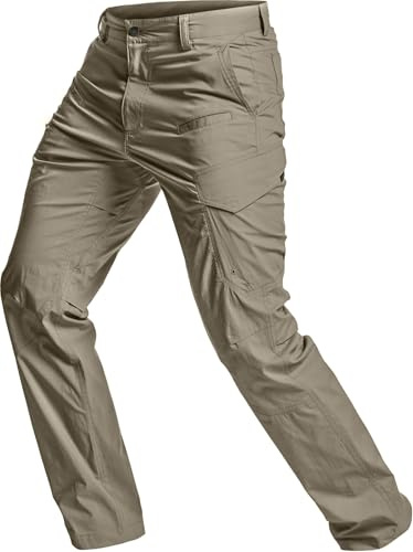 CQR Men's Quick Dry Tactical Pants, Water Resistant Outdoor Pants, Lightweight Stretch Cargo Work Hiking Pants, Runyon Cargo Pants Sandstorm, 34W x 32L
