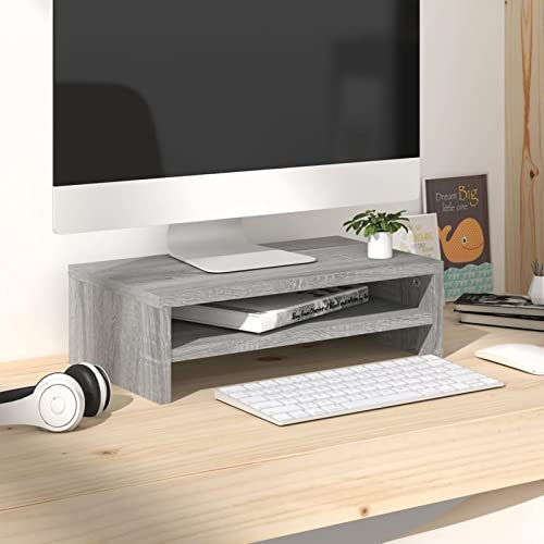 BaraSh Monitorständer Grau Sonoma 42x24x13 cm Holzwerkstoff Aufsatz Tv ErhöHung ErhöHung Fernseher