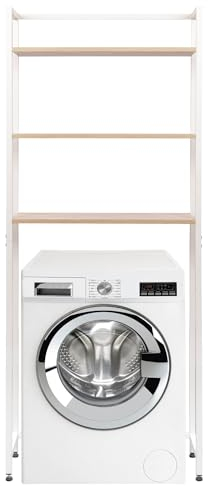Marvin Mobile Lavatrice Salvaspazio Scaffali per Bagno in Metallo e Legno Robusto Ripiani Sopra Asciugatrice Lavanderia