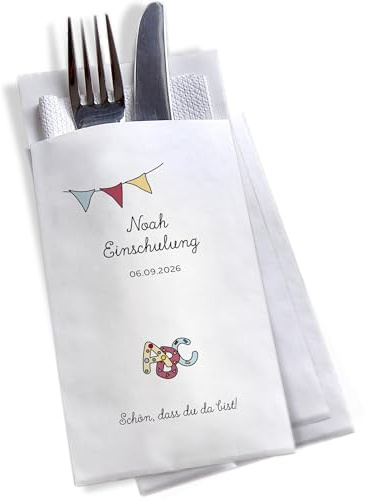 Einschulung Tischdeko Bestecktasche personalisiert Besteckhülle ABC Schulanfang Schuleinführung
