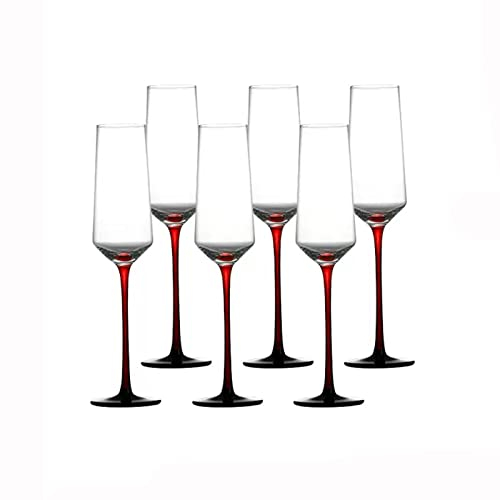 Generic Verres À Vin Verres En Cristal Verres À Champagne Set de 6 Verres À Vin Verres Mousseux 230 Ml Flûte À Champagne/Rouge B/230 Ml