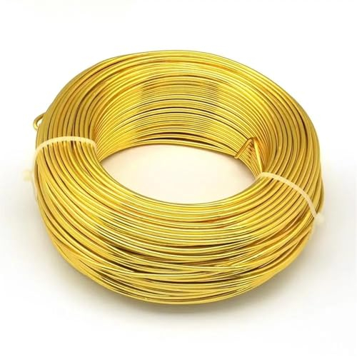 Aluminiumdraht 0,5 mm 0,8 mm 1 mm 1,2 mm 1,5 mm 2 mm 2,5 mm 3 mm 3,5 mm 4 mm 5 mm 6 mm Aluminiumdraht for Schmuckherstellung Armband DIY Handarbeit Perlendraht Aludraht (Color : 14 Gold, Size : 1.5m