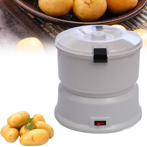 Pelador de Patatas eléctrico, pelador de Patatas automático de Acero Inoxidable con Bloqueo de Seguridad, pelador sin ensuciar, pelador de Patatas con Capacidad de 1 kg, para Patatas, Zanahorias