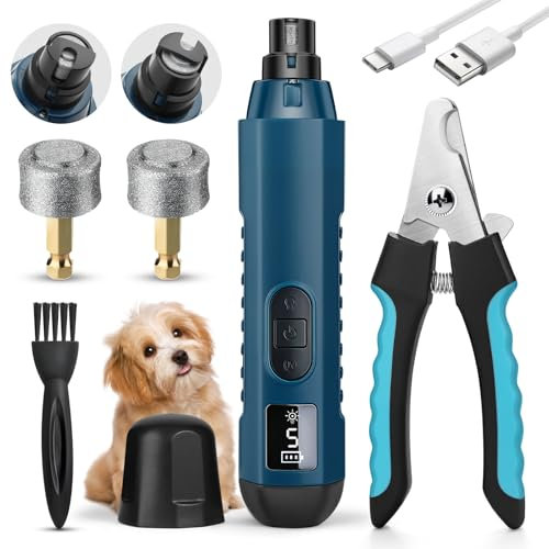 GlasFlength Krallenschleifer und Krallenschere für Hunde, 5-Gang krallenschneider für Hunde mit 2 LED-Licht krallenschleifer Hund Hundekrallen Schneider für Große Mittlere Kleine Hunde und Katzen