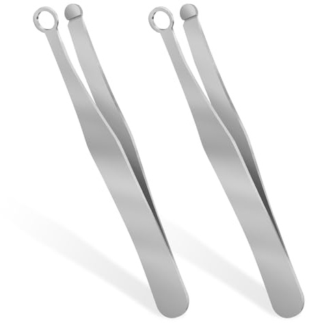 2 Pcs Universal Nose Hair Trimming Tweezers Stainless Steel Nasal Clippers for Men Women Manual Nose Hair Trimmer Round Tip Clipper for Noses Hair Brow Sideburns Body